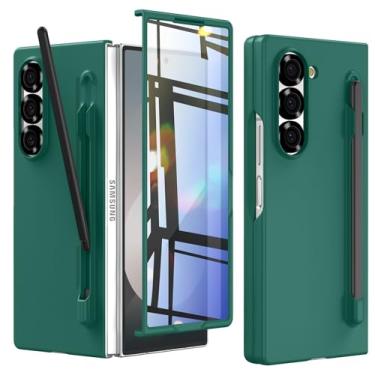 Imagem de HIYUUTTBS Capa protetora para Galaxy Z Fold 6 com suporte para caneta S e protetor de tela frontal, capa protetora de policarbonato fosco ultrafina para Galaxy Z Fold 6 com compartimento para caneta S