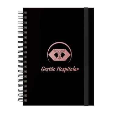 Imagem de Caderno Colegial Plus 12 Matérias Profissões Gestão Hospitalar (Preto e Rosê)