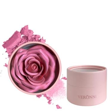Imagem de Blush rosa, maquiagem 3D rosa pétala de flor blush para bochechas, vermelhidão brilhante natural de longa duração, cor montável, contorno e brilho, blush em pó de maquiagem como presente de festival