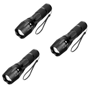 Imagem de Kit com 3 Lanternas Tática Portátil LED 8000 Lúmens 5 modos - Shark Bl