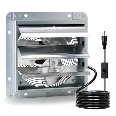 Imagem de Criditpid Exaustor de obturador montado na parede de 17 cm com interruptor ON/OFF, motor de cobre puro de alta velocidade e baixo ruído, exaustor de parede para frontão, galpão, garagem, estufa