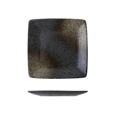 Imagem de Prato quadrado quadrado de cerâmica ideias retrô japonesas para casa - ponta preta -20 cm