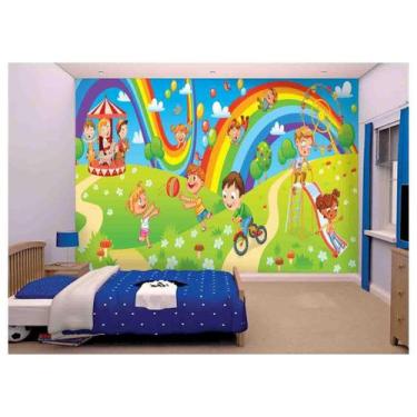 Imagem de Papel De Parede Infantil Crianças Parquinho s168 - Você Decora