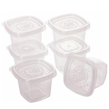 Imagem de Pote de plástico porta tempero Pop quadrado com 6 unidades de 170ml in