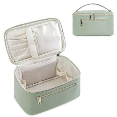 Imagem de Bolsa de maquiagem Wandering Nature Travel Organizer Green Vegan Leath