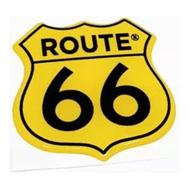 Imagem de Adesivo Amarelo Route 66 Emblema Decorativo Resinado - no-brand