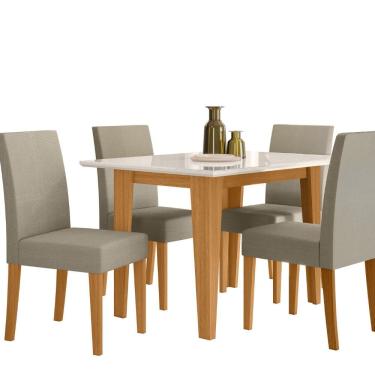 Imagem de Sala de Jantar Kate 90x90 Com Vidro 4L Cadeiras Josi Poliman Móveis