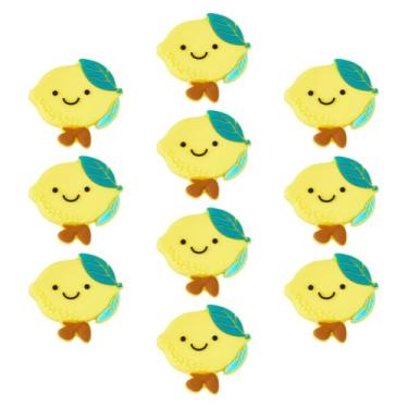 Imagem de DICOSMETIC 10 peças de contas focais de silicone contas de borracha limão canetas a granel DIY espaçador solto cordão colar para joias de verão chaveiro, orifício: 2 mm