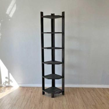 Imagem de Estante de Canto para Chão de Madeira Pinus 6 Prateleiras Linea Tabaco