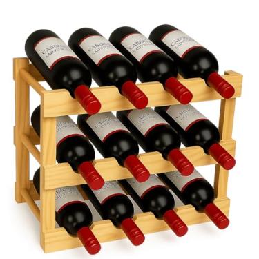 Imagem de Adega de Madeira 12 Garrafas Suporte de Vinho Compacto Porta Vinhos Desmontável Rack Organizador Para Bancada