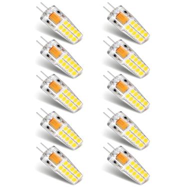 Imagem de Joutameili Pacote com 10 lâmpadas LED G4 12V AC DC 2,5W G4 equivalente a 20W 25W 30W T3 lâmpada de halogêneo (luz do dia branca 5000K)