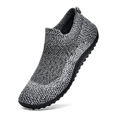 Imagem de KBZone Tênis feminino minimalista sem cadarço para caminhada confortável em forma de pé, Preto, cinza, 40