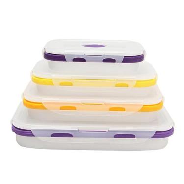 Imagem de 4 Tamanho Set Transparente Silicone Collapsible Lunch Boxes Port - Lig