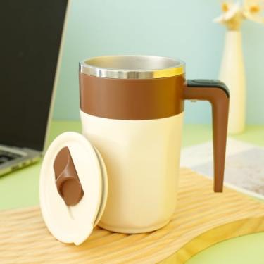 Imagem de DJAPWPX - Caneca de café magnética com agitação automática, recarregável por USB de 400 ml, copo de mistura elétrica de aço inoxidável 316, xícara de café automisturável para café chocolate quente