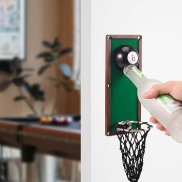 Imagem de Abridor de cerveja magnético com coletor de tampa, abridor de garrafas montado na parede, presente ideal para amantes de basquete e cerveja, use como decoração de bar (verde)