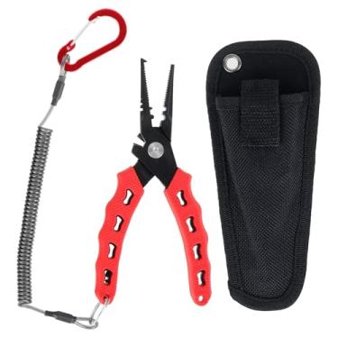 Imagem de UKQRRTC Alicate de peixe de aço de alto carbono compacto removedor de anzol alicate de pesca leve gancho alicate de anel dividido para homens (vermelho)