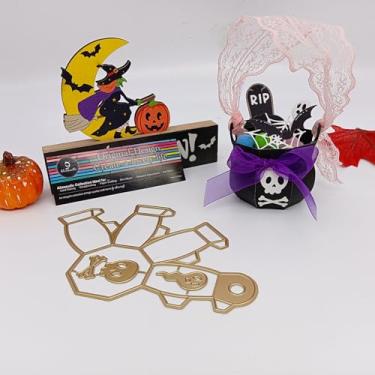 Imagem de Alinacutle Corte de metal de Halloween para fazer cartões artesanais, álbum de recortes, presente de Natal, decoração de férias, modelo feito à mão - alinacutle (matrizes de caldeirão de bruxa)