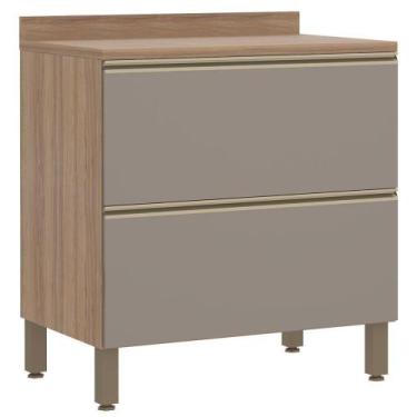 Imagem de Balcão 80 cm Luciane Yara 2 Gavetas 1303, Vanilla/Graff