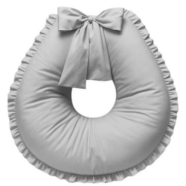 Imagem de Almofada de Amamentação Babado cinza extra grande gêmeos - MONZILLO BA