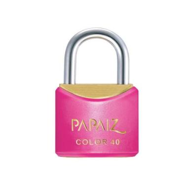 Imagem de Cadeado com Chave CR40 Latão Rosa Color Line Papaiz