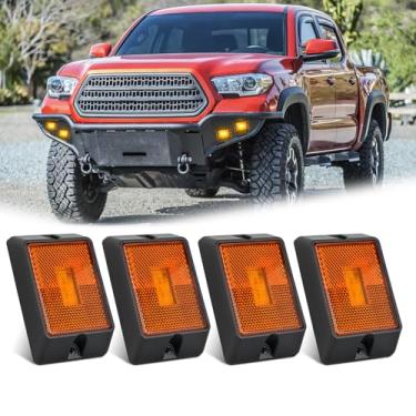 Imagem de Nilight Luz de marcador lateral, 4 peças, quadrada, 3 LEDs, âmbar dianteiro, luzes indicadoras traseiras, lentes refletivas, montadas na superfície, à prova d'água, para caminhão, reboque, barco e