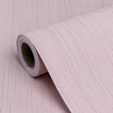 Imagem de Papel de parede Biyoee Pink Grasscloth Peel and Stick 1,31 pés x 25 pé