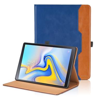 Imagem de Capa para Samsung Galaxy Tab A 10.5 2018 SM-T590/T595/T597, capa fólio de couro PU com suporte de mão e bolso, capa para tablet inteligente despertar/hibernar automaticamente, azul