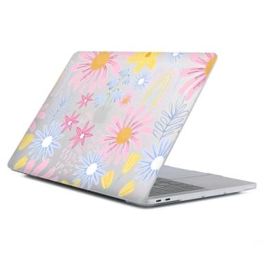 Imagem de Capa compatível com MacBook Air 13 polegadas versão 2022-2018 modelo A2337 M1 M2 A2681, capa protetora de arte para Air13 Retina Display com Touch ID-Retro Sun and Flowers, 13,6 Air (A2681) M2 2022
