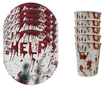 Imagem de Kit 40 Pratos Copos Papel Guardanapos Halloween Help Festa - Udlandia