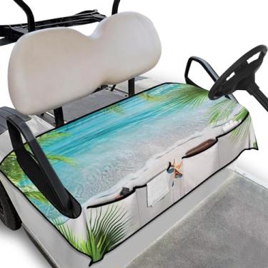 Imagem de Knextrepoy Capa de assento de carrinho de golfe estrela do mar cobertor de assento de carrinho de golfe de praia com bolsos carro de clube, acessórios de carrinho de golfe esportivo de viagem