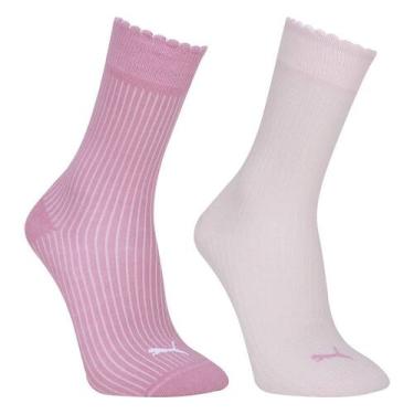 Imagem de Kit Meia Puma Cano Médio 2 Pares Feminino, Rosê, 34/39
