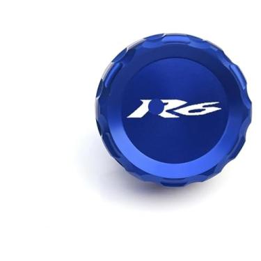 Imagem de BYYINGSUS Acessórios de motocicleta Peças universais personalidade tampa de copo de óleo de freio traseiro tampa decorativa do tanque compatível com Y&AMAHA YZF R1 R3 R6 (azul R6)