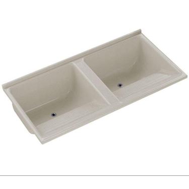 Imagem de Tanque Duplo Quadrado Marmore Sint Granitado 124X62cm Travertino