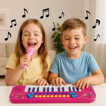 Imagem de Teclado Musical Infantil Microfone Brinquedo Menino Menina - UNIK TOYS