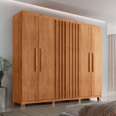Imagem de Guarda Roupa Casal Roma 100 MDF 6 Portas e 2 Gavetas com Pés - Moderna