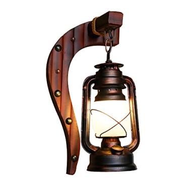 Imagem de Luminária de parede antiga de bambu, luminária de parede retrô de fazenda, luminária de parede de vidro fosco para decoração de restaurante, casa, bar, quarto, cabeceira, corredor (cor: esqu