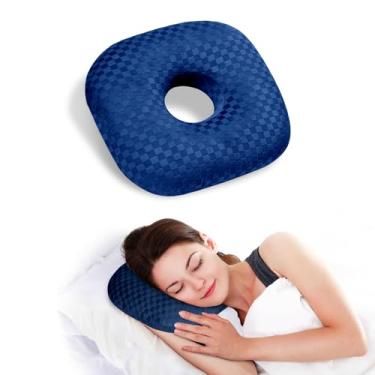 Imagem de Travesseiro de piercing de orelha para pessoas que dormem de lado – Travesseiro com orifício de orelha para orelhas perfuradas, CNH e alívio da dor, travesseiro ortopédico em forma de O para úlceras