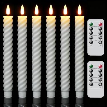 Imagem de Wondise Velas cônicas sem chama com temporizador remoto, castiçais espirais cintilantes operados por pilhas, velas de LED de pavio 3D de 24,4 cm para decoração de Halloween, Natal, Natal e casamento