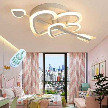 Imagem de Luminária de teto LED com controle remoto, luminária criativa em formato de coração para sala de estar, luminária de teto com moldura de metal acrílico, abajur decorativo pendente (80 cm/32