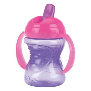 Imagem de Copo infantil com alça e bico rigido retrátil 240ml - nuby, Lilás