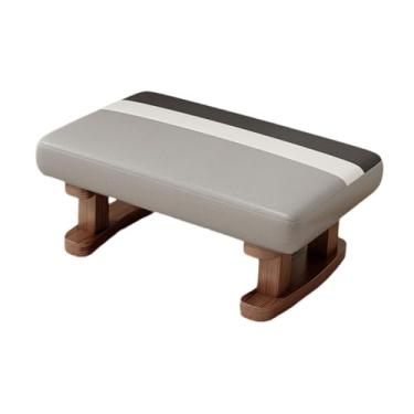 Imagem de Bothyi Banco pequeno otomano acolchoado com apoio para os pés, 16x12x7 polegadas, retangular, apoio para os pés com pernas de madeira para porta, sofá de, Cinza