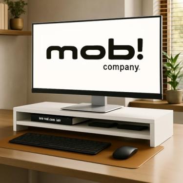 Imagem de MOB! COMPANY Suporte Para Monitor De Mesa Duplo Base Para Monitor De Mesa 70x24x15 Cm MDF Madeira Base Para Monitor (Branco)