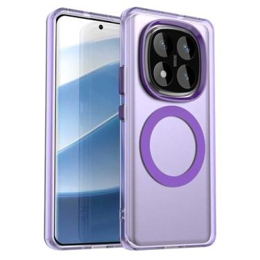 Imagem de Pzwoxukhov Capa compatível com Redmi Note 14 Pro 5G, suporta carregamento sem fio, capa magnética à prova de choque, compatível com Xiaomi Poco X7 5G capa roxa