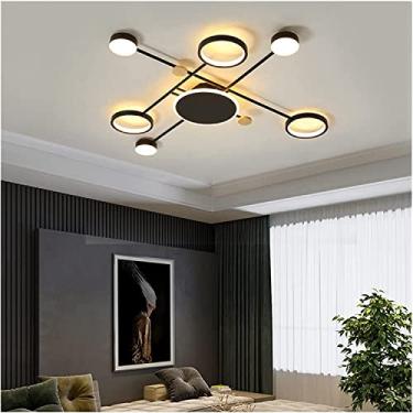 Imagem de Lustre Moderno Led Lustres Iluminação Compatível com Sala de Estar Jantar Quarto Luzes Internas Preto Dourado Cor Lustre Lâmpadas Luminaria (Cor: Preto 110cm 70w, Tamanho