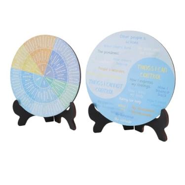 Imagem de Ymiko Gráfico de Roda de Emoções de 2 Peças Com Roda de Sentimentos de Suporte para Escritório, Decoração de Quarto de Sala de Estar, Ferramenta de Inteligência Emocional para Adultos e Crianças