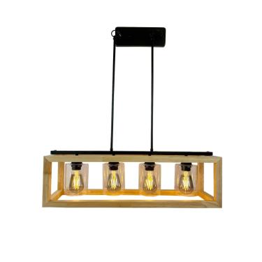 Imagem de Pendente Rústico Caixote em Madeira 70cm 4E27 LA0058 Delis