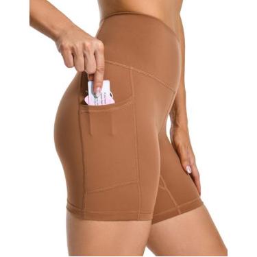 Imagem de Shorts de ioga YUNOGA, cintura alta, costura interna de 6 cm com bolso