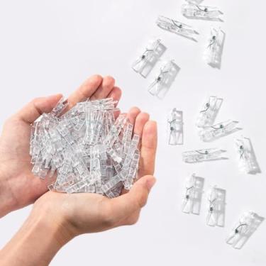 Imagem de 100 peças prendedores de roupa de chá de bebê, jogos, meninas, broche de plástico com bolsa à prova d'água, mini alfinete transparente a granel de 3,5 cm para decorações de festa, artesanato faça você