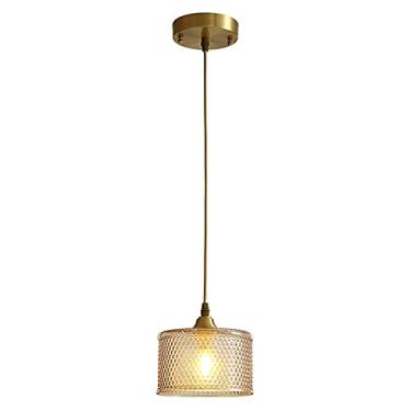 Imagem de YQSLQZZ Lustre de vidro vintage para casa de fazenda, iluminação decorativa de cabeceira, mini luminária pendente moderna, sala de jantar, cozinha, ilha, luzes de teto suspensas, luzes E27*1