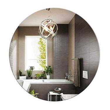 Imagem de Espelho de banheiro espelho de banheiro grande simples borda redonda plana sem moldura espelho de parede com espessura prata 5 mm - espelho de aumento espelho espelho de maquiagem (tamanho: 40 cm